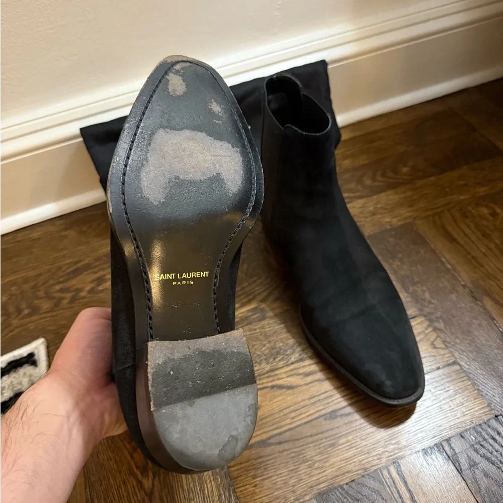 Saint Laurent Black Chelsea Boots - Picture 3 of 5